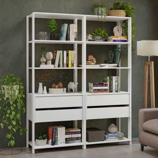 Estante Armário Multiuso para Livros 4 Gavetas 8 Prateleiras 140cm Branco Madesa em Oferta na Shopee
