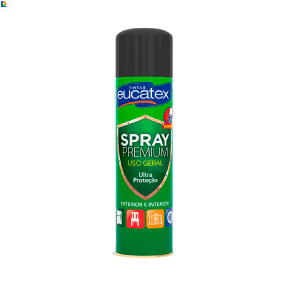 Tinta Spray Multiuso Eucatex Secagem Rapida Cor Preto Fosco