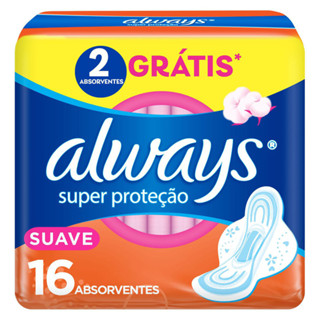 Absorvente Always Super Proteção Cobertura Suave Com Abas Com 16 Unidades em Oferta na Shopee