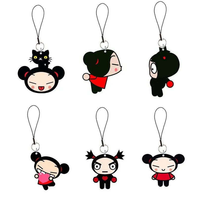 Corrente de Telefone Celular China Doll Pucca Chaveiro Presente Charms de Telefone Pucca Pingente Engraçado Pequeno Ping em Oferta na Shopee