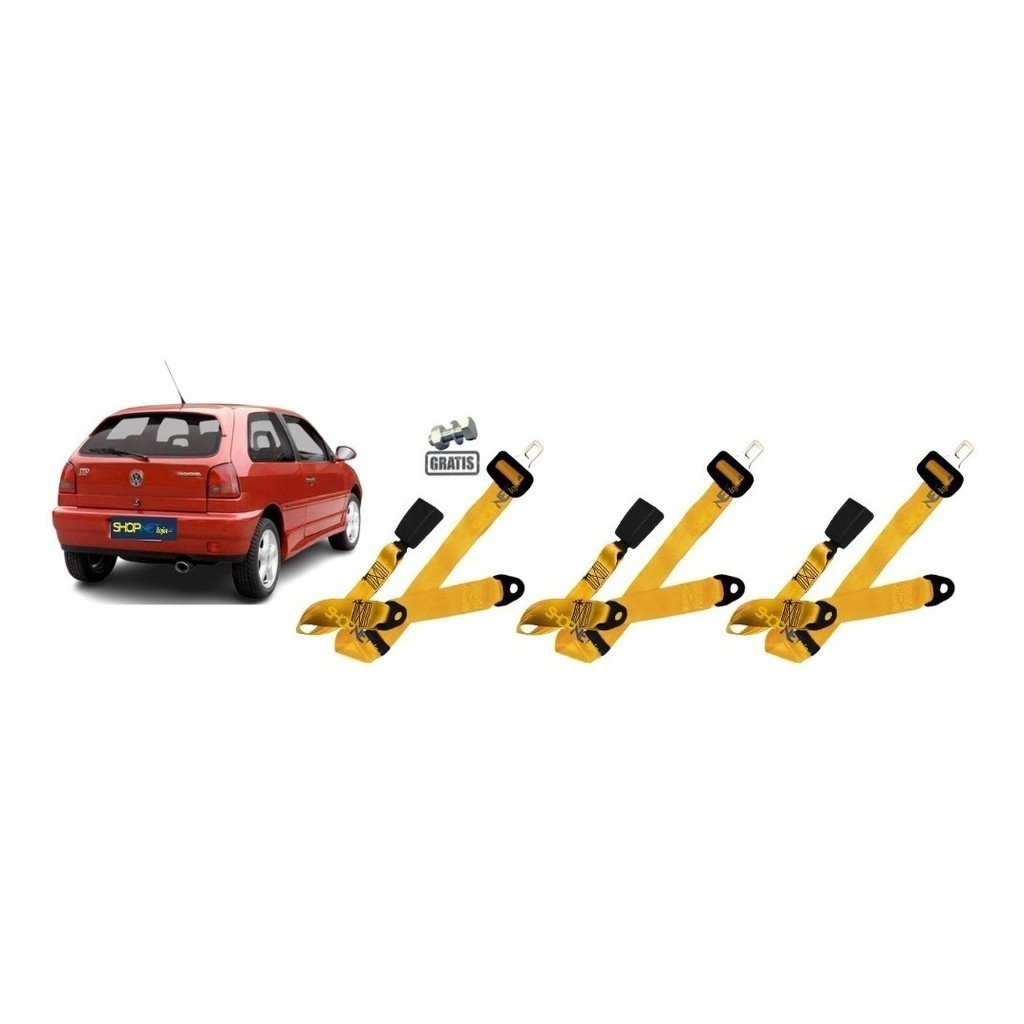 Cintos De Segurança Amarelo Kit Traseiro Vw Gol G2 Abdominal em Oferta na Shopee