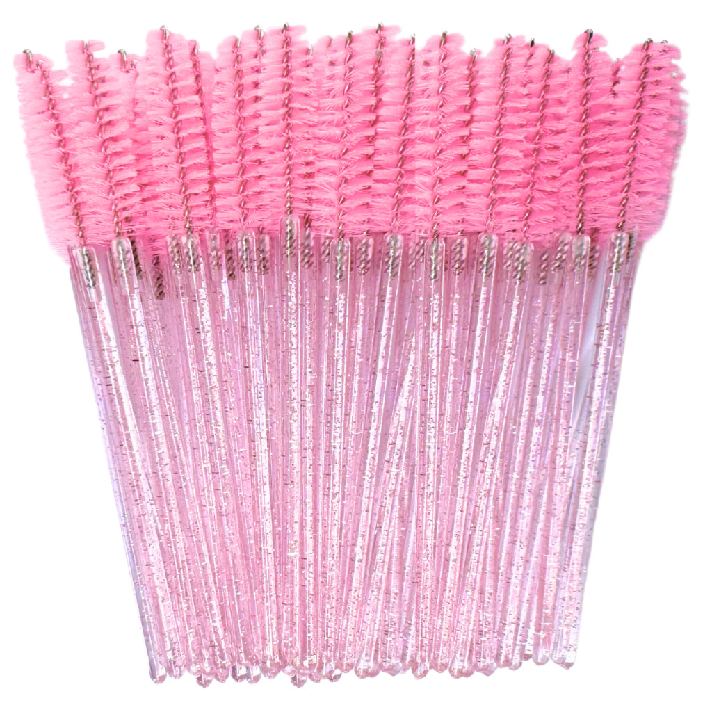 Kit 100 Escovinhas Com Glitter Extensão De Cílios Sobrancelha Descartáveis
