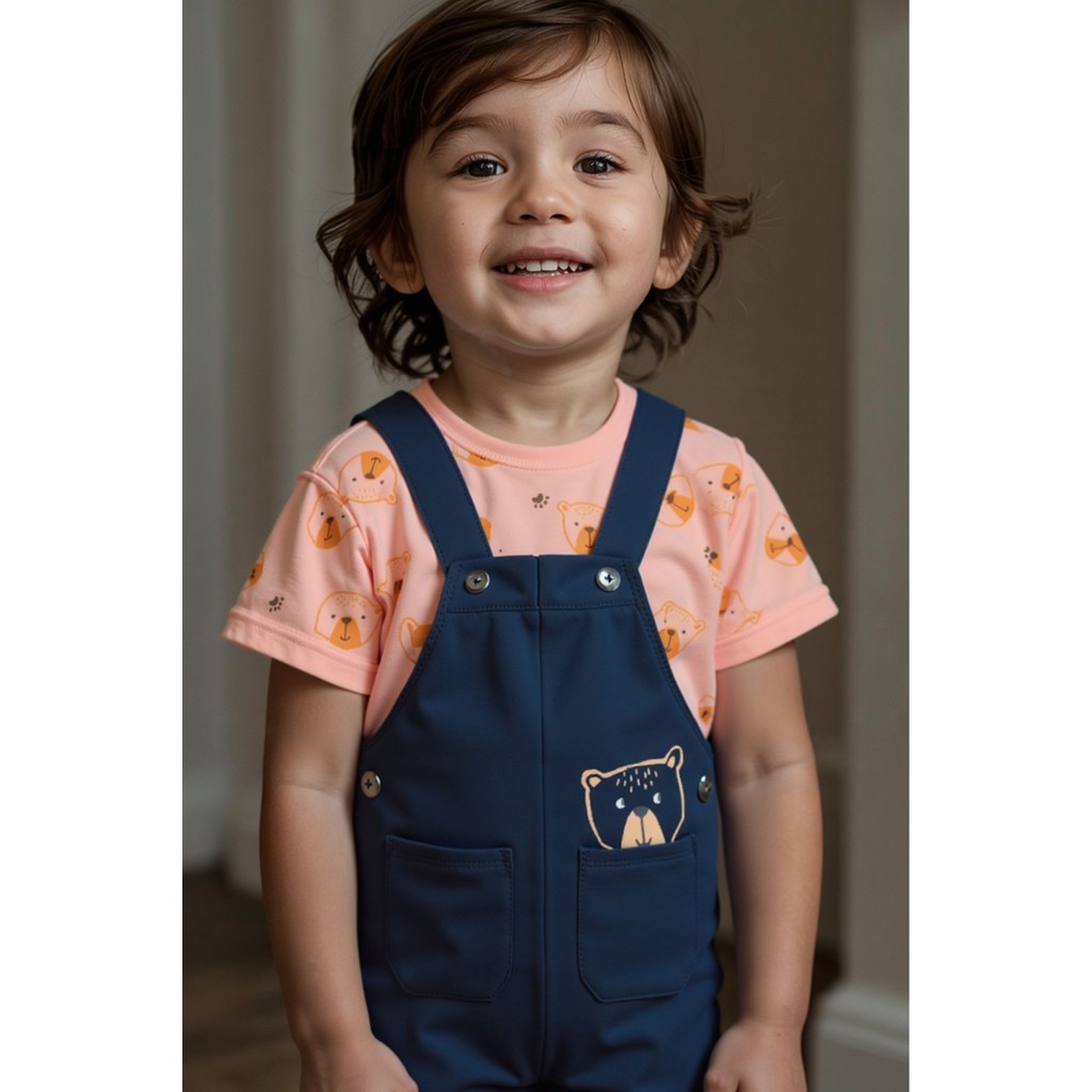 Blusa Estampa de Ursinhos Com Jardineira Trick Nick Bebê