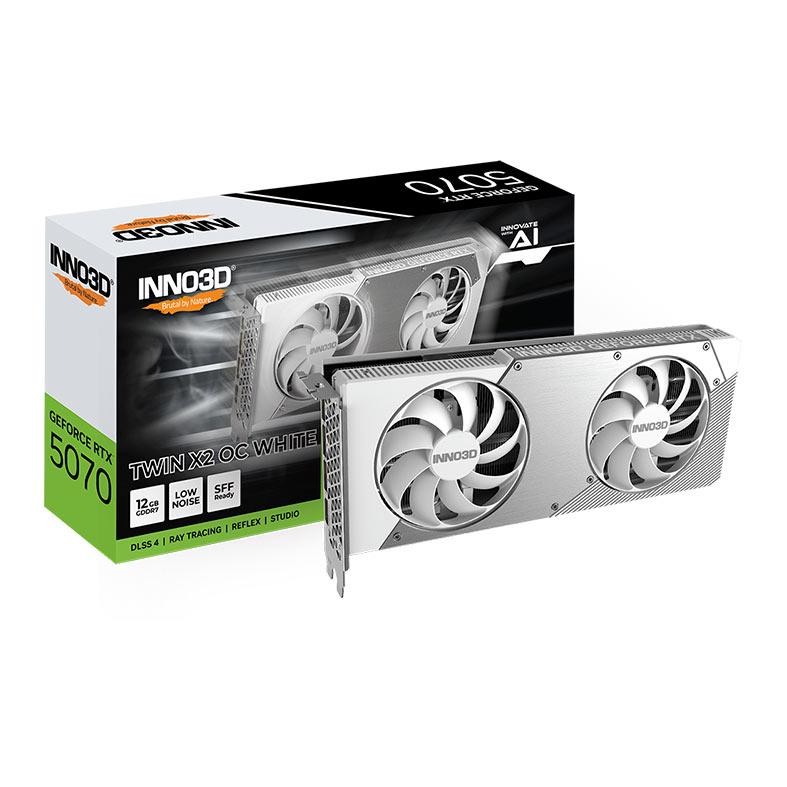 Placa de Video INNO3D GeForce RTX 5070 Twin X2 OC White, 12GB, GDDR7, 192-bit, N50702-12D7X-195064W