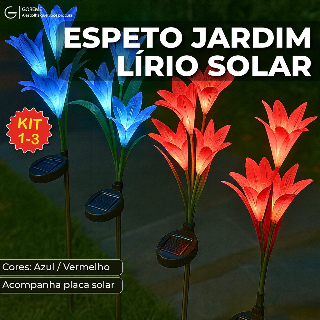 Espeto Jardim Lírio Solar Led com Placa Solar para ambientes externos Jardim Decorativo em Oferta na Shopee
