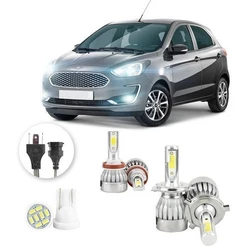 Lâmpadas Ultra Led Ford Ka 20000lm Alto Baixo e Milha + Pingo Led