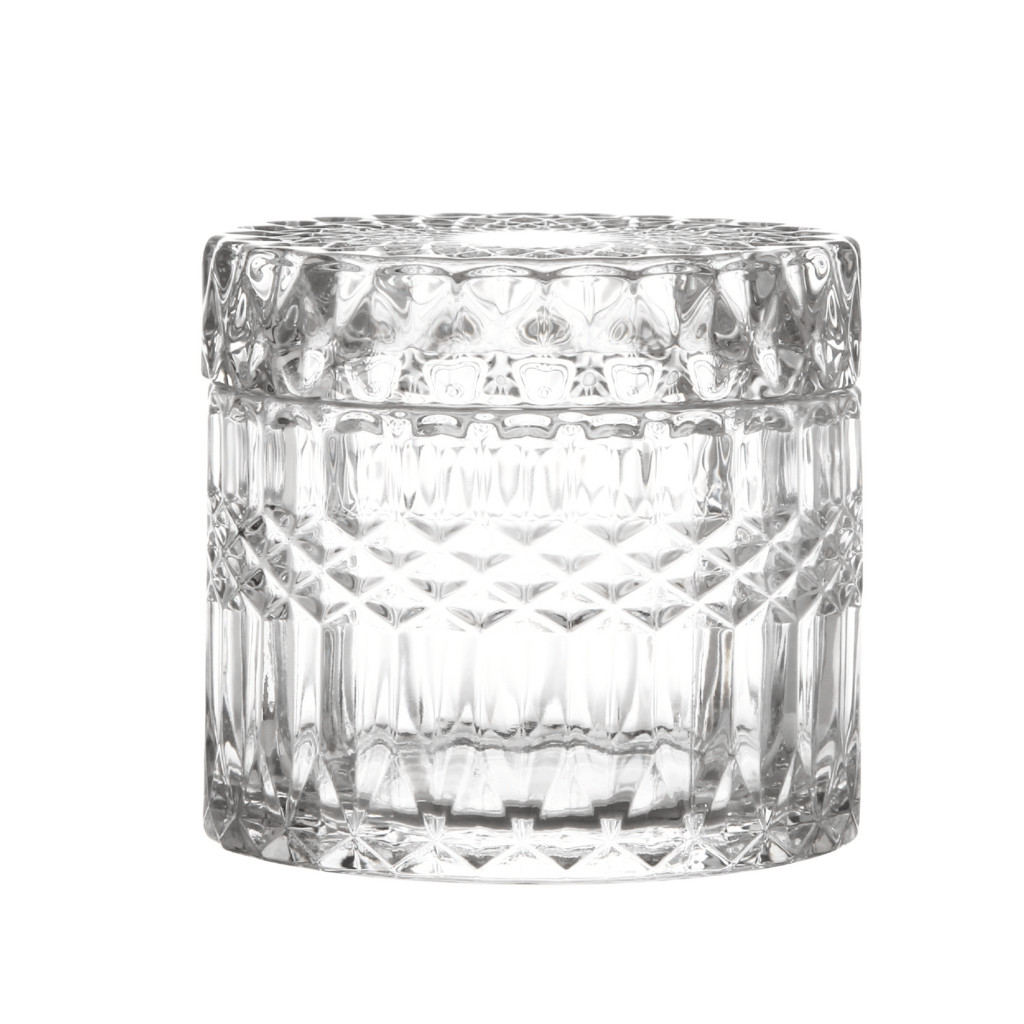 Potiche de Vidro Finesse C/ Tampa 9x8,5cm Decoração Baleiro Bomboniere Luxo