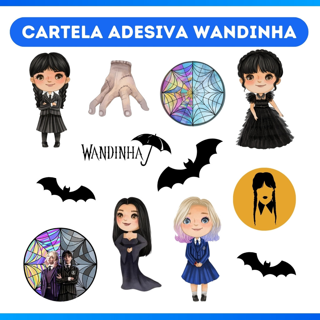 1 CARTELA DE ADESIVO VANDINHA WANDINHA FESTA FIGURINHA FIGURINHAS ANIVERSÁRIO BRINDE - PROMOÇÃO