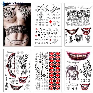 SECRETSPACE 1 Folha Halloween Batman Cosplay Esquadrão O Coringa Tipo Tatuagem Temporária Adesivos Conjunto De Arte Corp