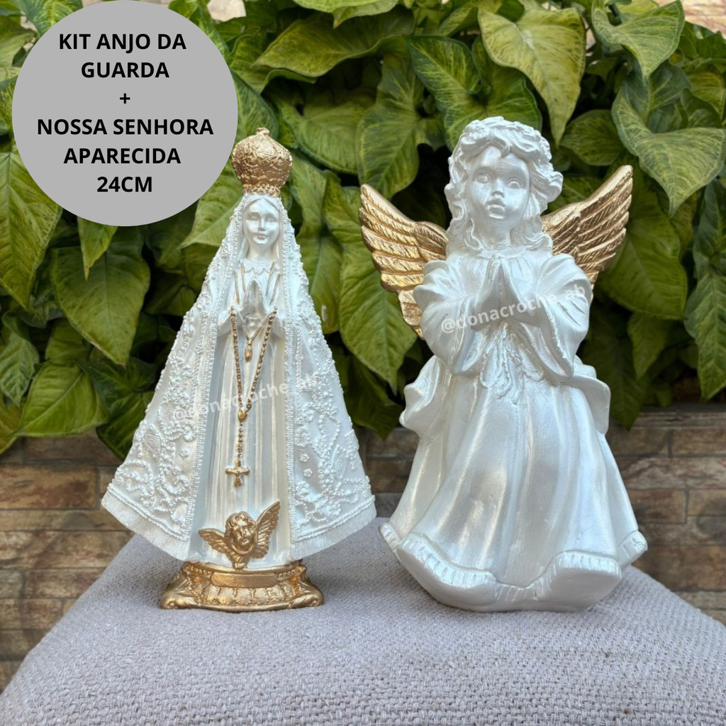 Kit Anjo da Guarda + Nossa Senhora Aparecida 24cm/Delicado em Oferta na Shopee