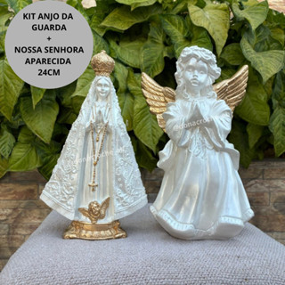 Kit Anjo da Guarda + Nossa Senhora Aparecida 24cm/Delicado em Oferta na Shopee