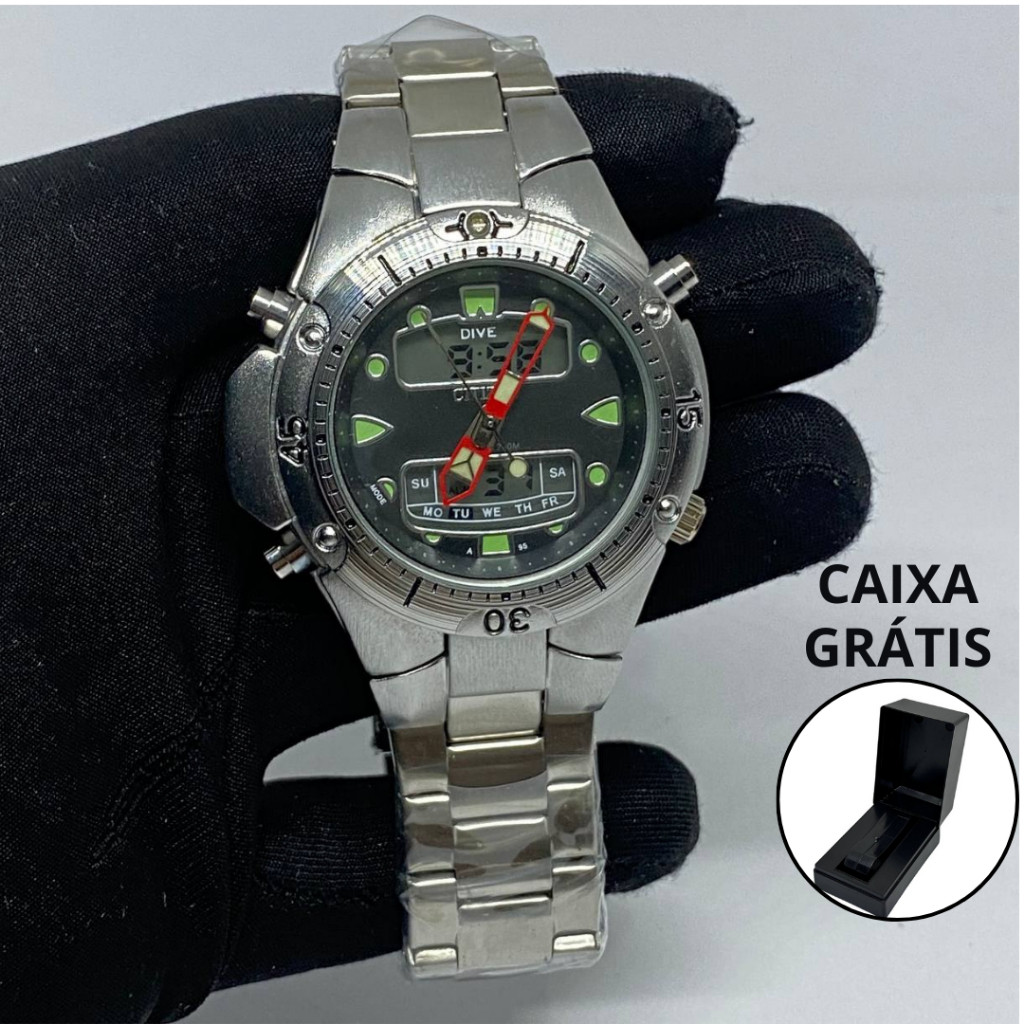 Relógio Masculino Aqualand II Digital e Analógico Relogio com Pulseira de Aço à Prova D'Água excelente opção