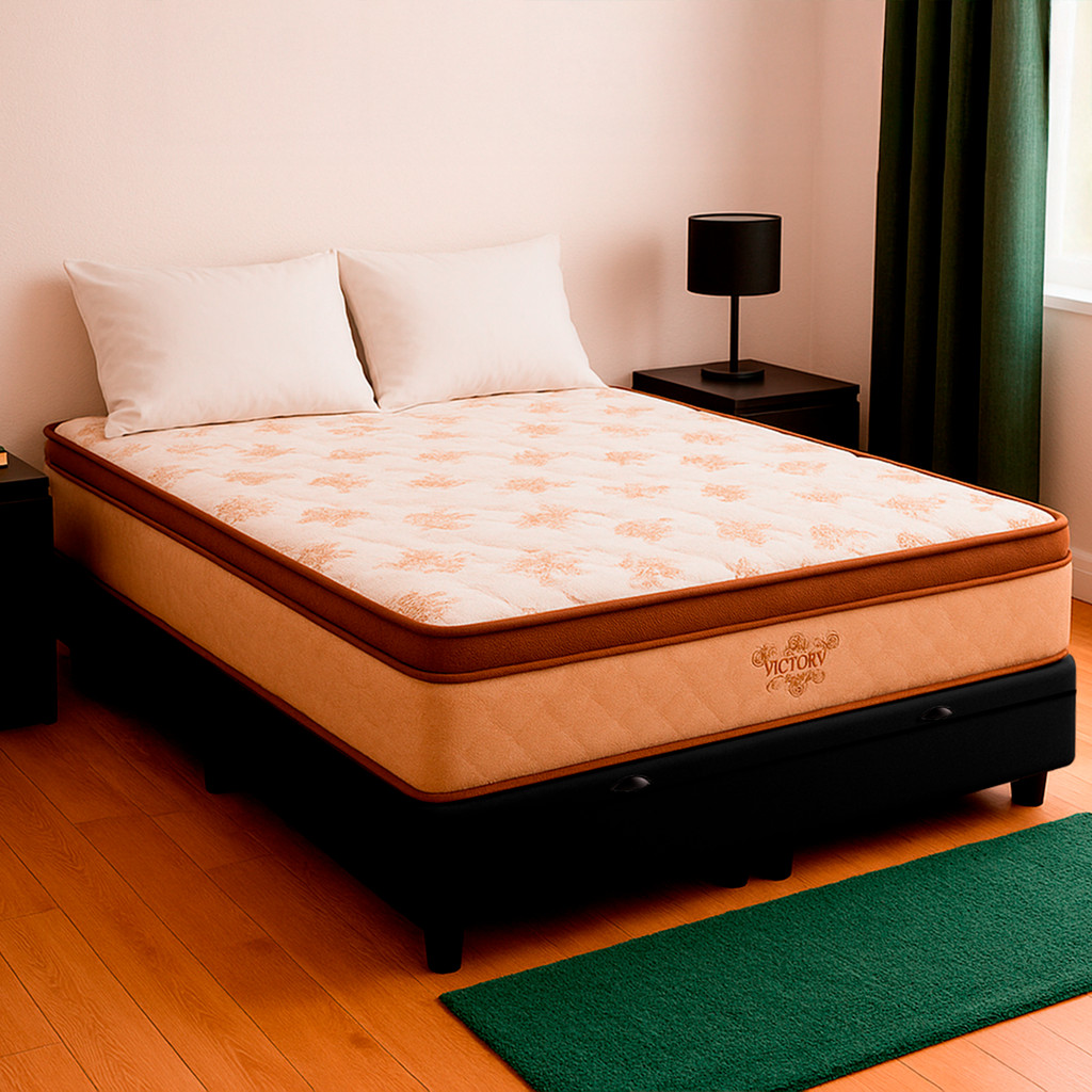 Cama Box Baú Viúvo Preto e Colchão Four Season Molas Vstore