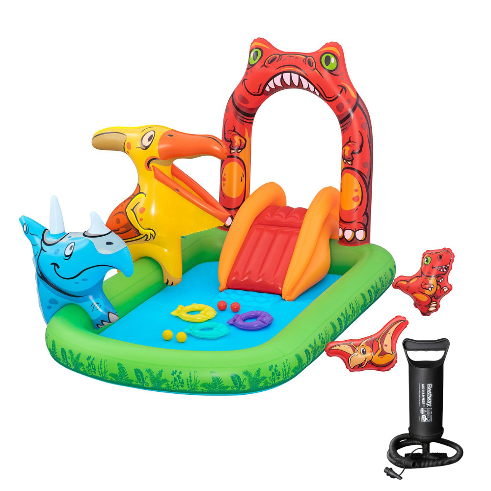 Piscina Inflável Infantil Playground Dinossauro 190L Bestway com Acessórios e Bomba Manual Bestway em Oferta na Shopee