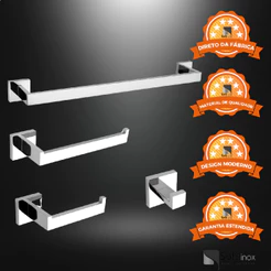 Kit Acessórios Para Banheiro Aço Inox 4 Peças - Cromado