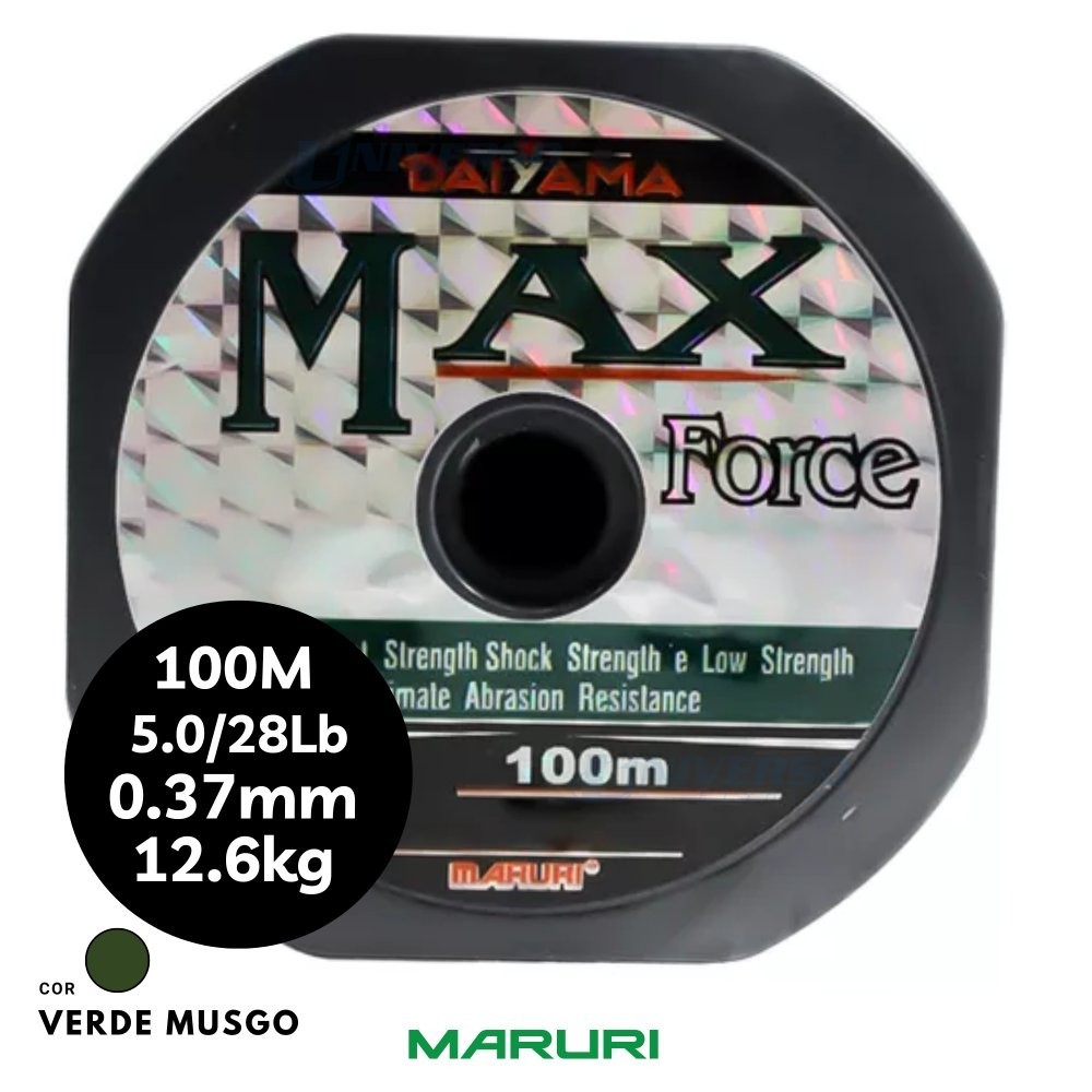 Linha Monofilamento Maruri Daiyama Max Force Verde Musgo 100mts 0,37mm | 28lbs | PE 5.0