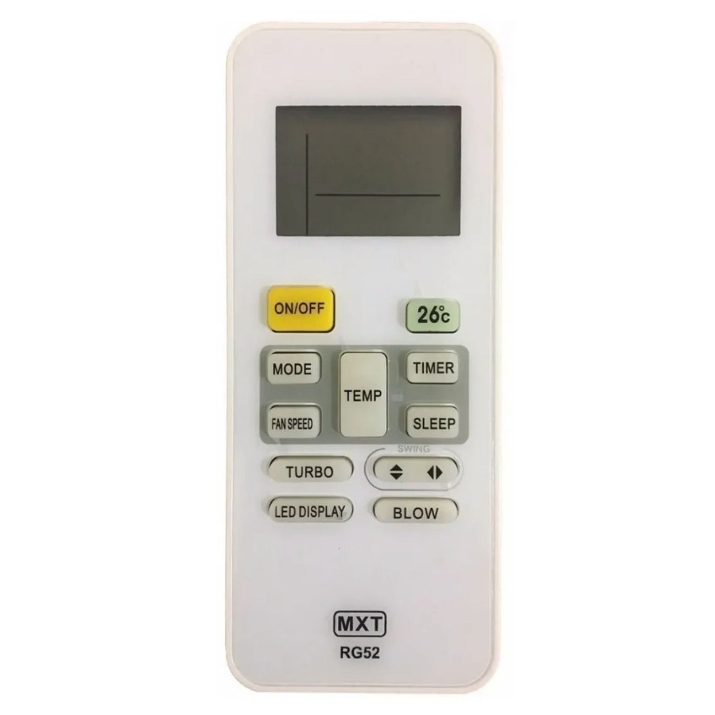 Controle Remoto compatível com Ar Cond Carrier Springer Rg52