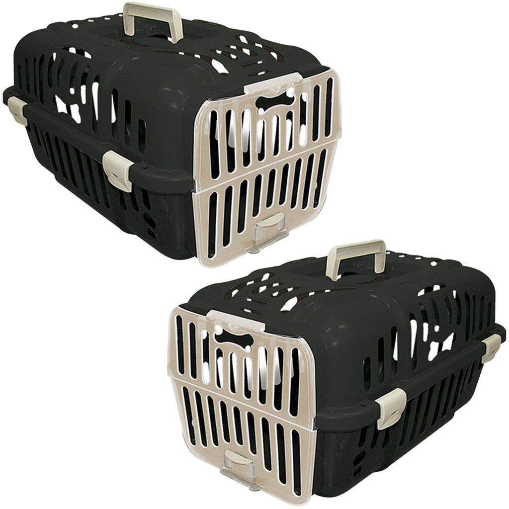 Kit 2 Caixa Transporte Ventilada Joy N1 Cachorro Gato Cães Segura Carro Avião Black Furacão Pet