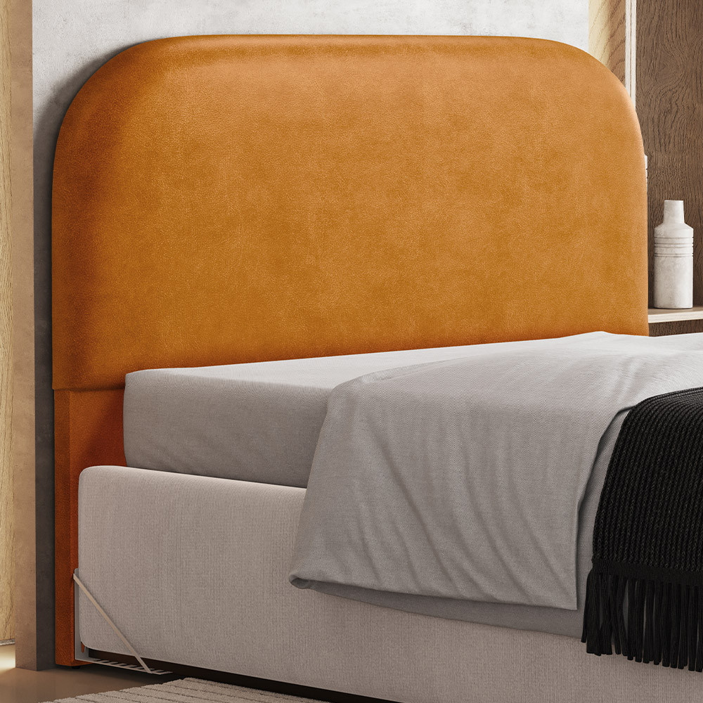 Cabeceira Cama Box Queen 160cm Orgânica Lanna W01 Couríssimo Whisky - Lyam Decor em Oferta na Shopee