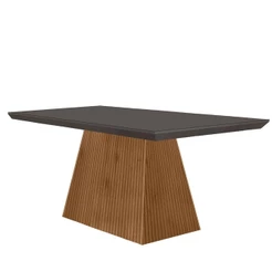 Mesa Sala De Jantar 120cm Em Mdf E Vidro Grafite/ Imb Rip