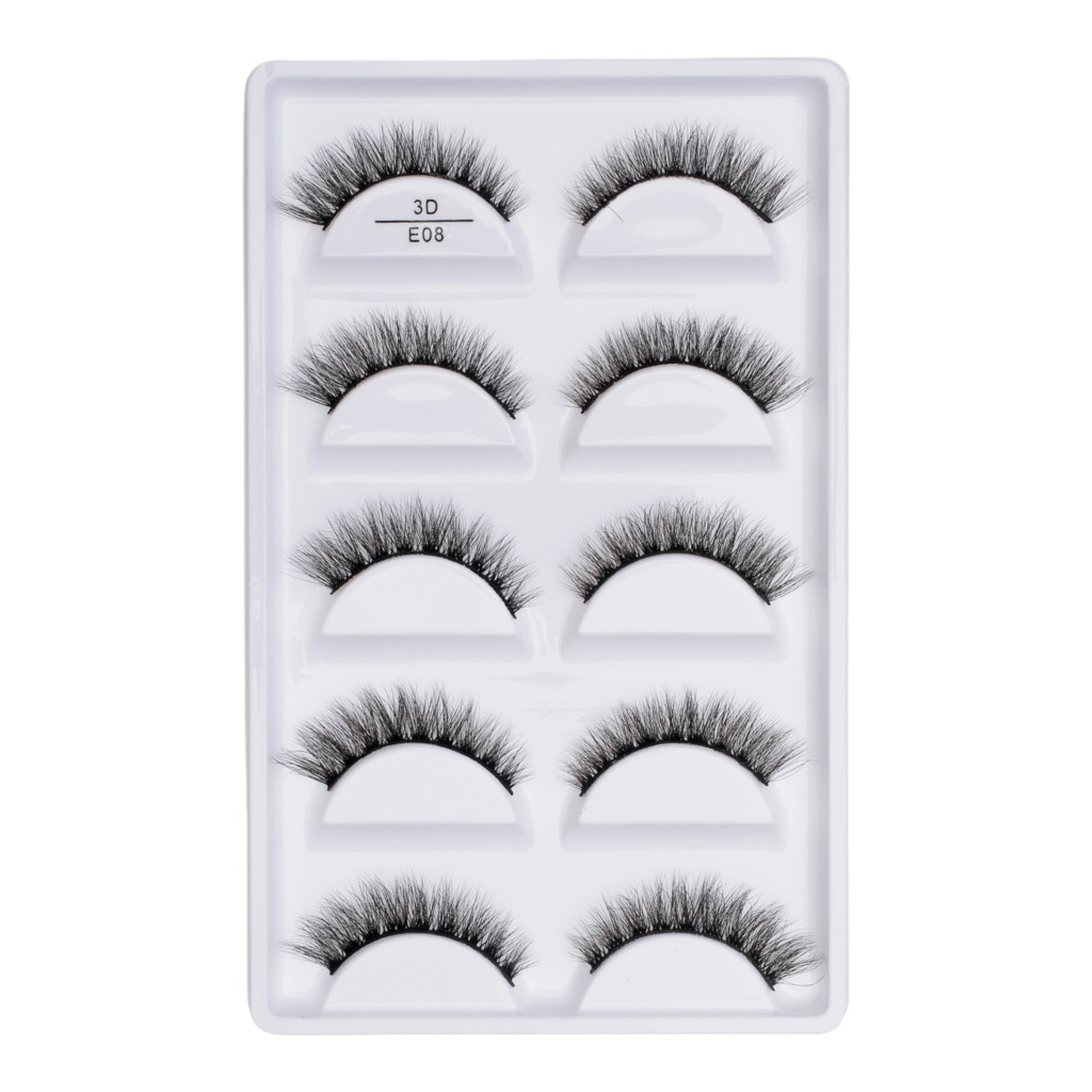 Cartela com 5 pares de cilios postiços naturais modelo - E08