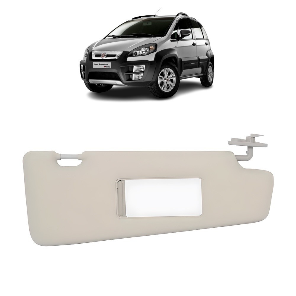 Quebra Sol Cinza com Espelho Fiat Idea 2006 a 2016 Lado Esquerdo Newtec Nt1051ft