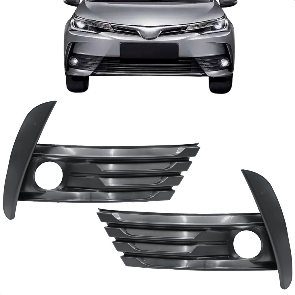 Par Grade Moldura Milha Corolla 2018 19 2020 Com Furo Preto
