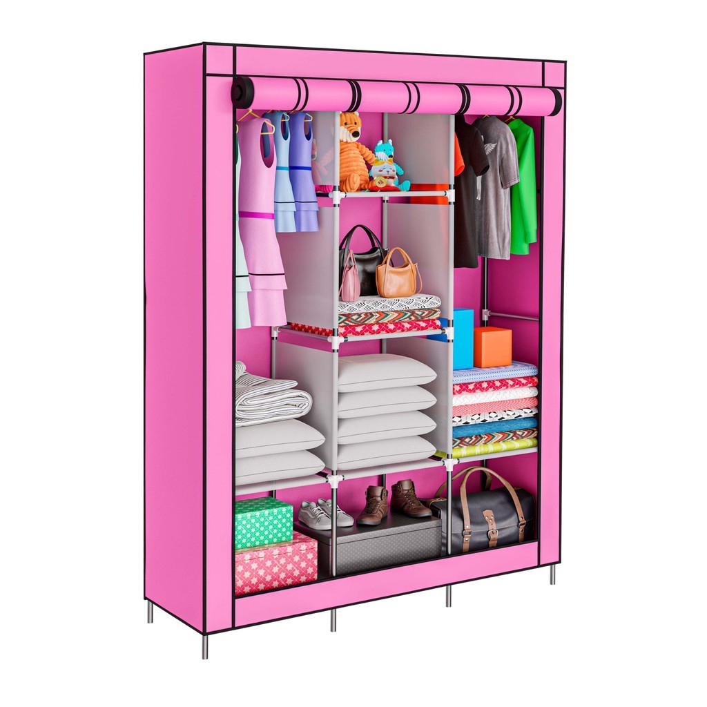 ORGANIZADOR DE ROUPA COM CABIDEIRO DESMONTÁVEL COMPACTO PINK em Oferta na Shopee