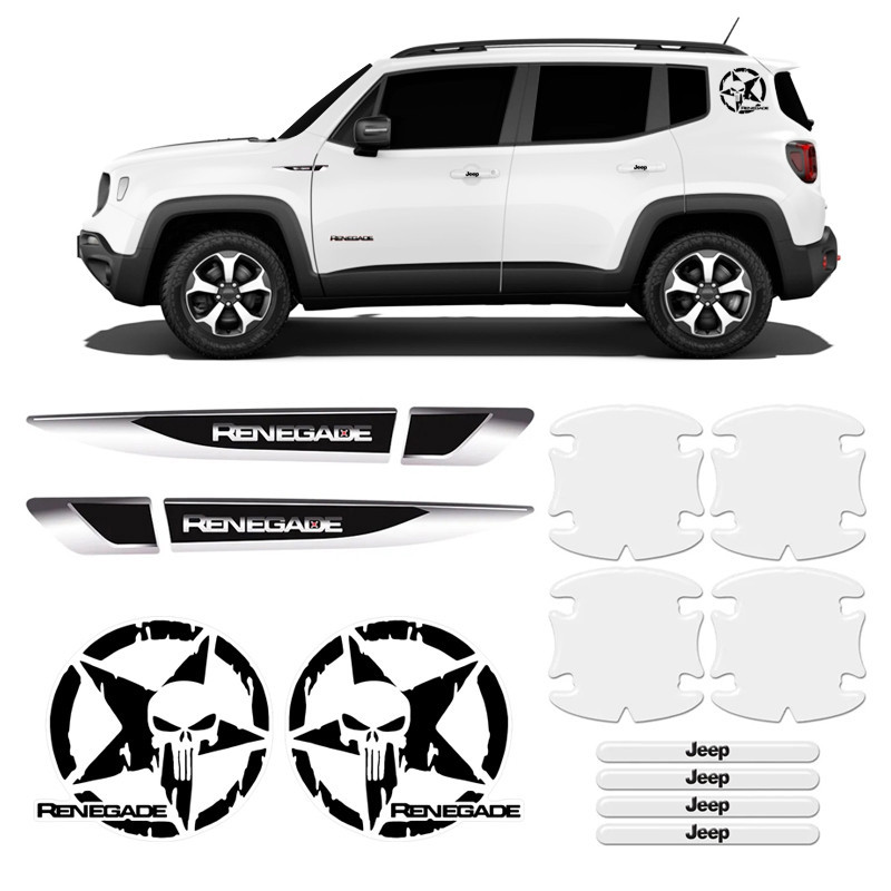 Adesivos Jeep Renegade Protetor Maçaneta, Aplique, Caveira