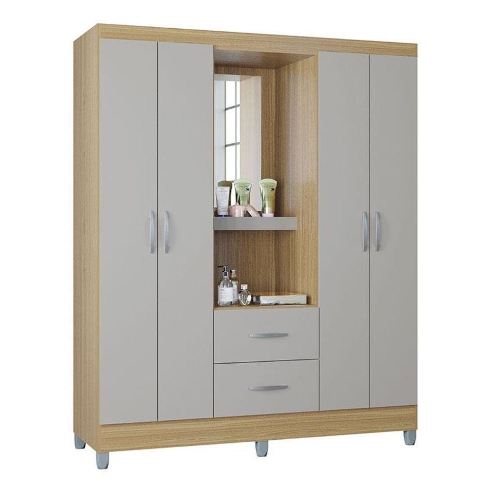 Guarda Roupa Solteiro Cordoba 4 Portas Damasco Off White - Poquema - Home & Living