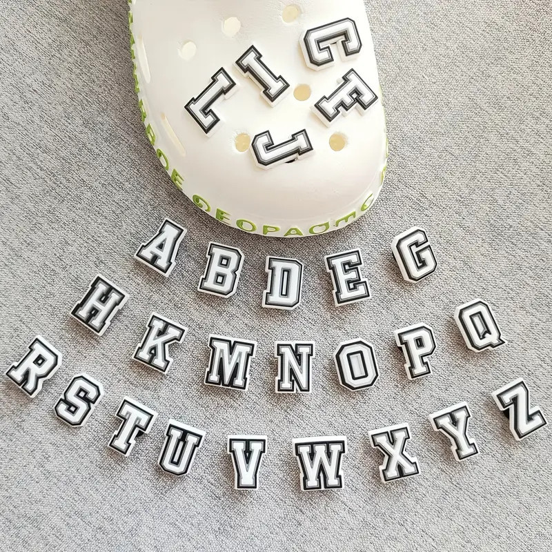 Para Sandálias Carta Az Número Sapato Encantos DIY Tamancos Aceessories Ajuste Pino Decorar Fivela Presentes Quente 1 Pç