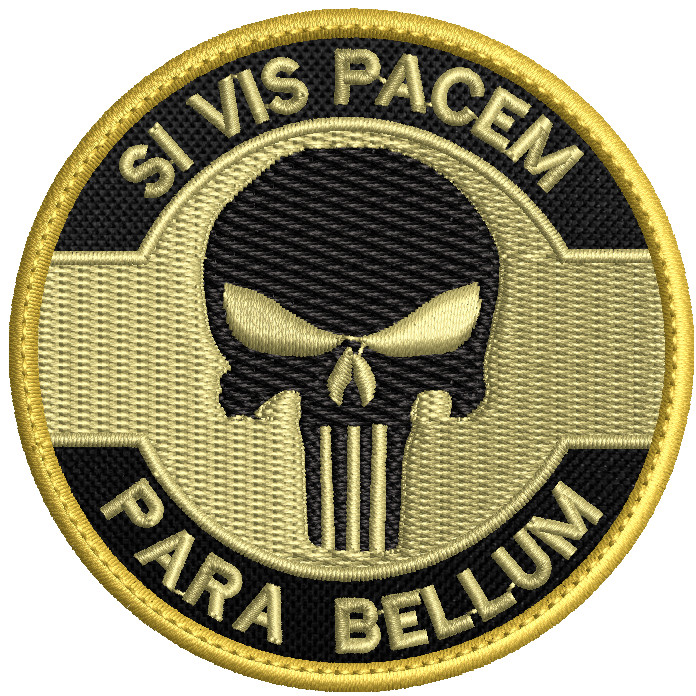 Patch Caveira caveira Punisher Si Vis Pacem Para Bellum 7cm em Oferta na Shopee