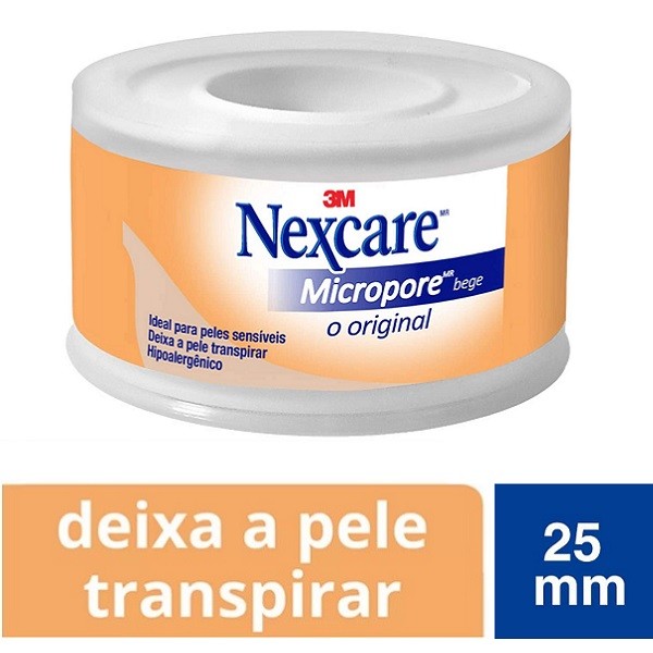 Fita Micropore Nexcare Bege 25MM X 4,5M 3M - Health