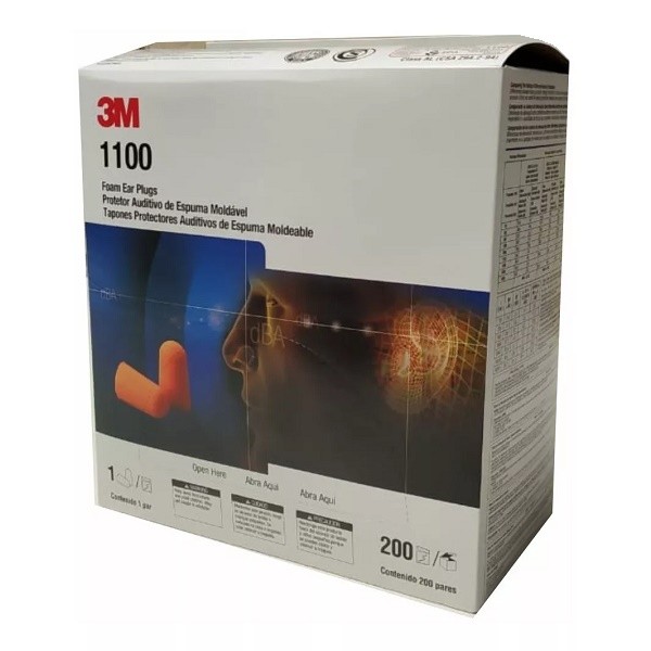 Caixa 200 Protetor Auditivo PLUG Espuma Auricular 1100 3M em Oferta na Shopee