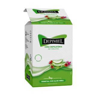 Cera Depilatória Tablete Vegetal com Aloe Vera Depimiel 1kg em Oferta na Shopee