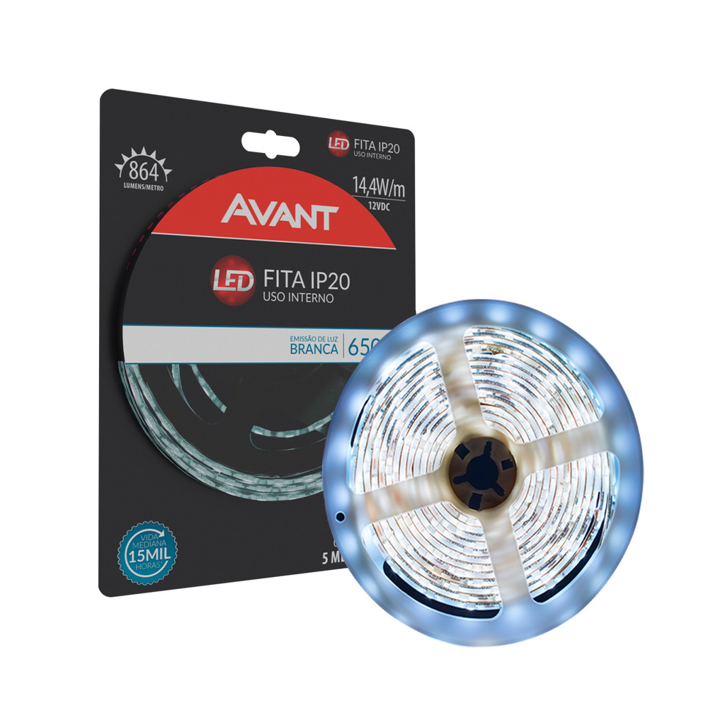 Fita Led Interna 14,4w 5m 3000K 12V em Oferta na Shopee