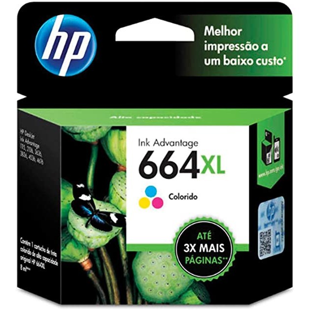 Cartucho HP 664XL Colorido Original (F6V30AB) Para HP Deskjet 2136 2676 3776 5076 5276 CX 1 UN