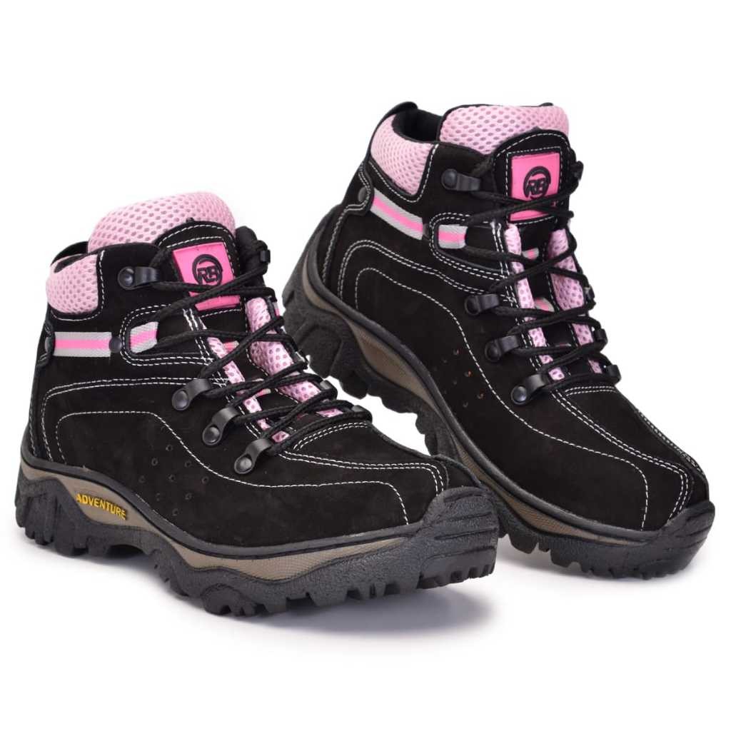 Bota Coturno Adventure Feminina Trilha Em Couro Legítimo Palmilha Em Gel PU Promoção Excelente SHOP