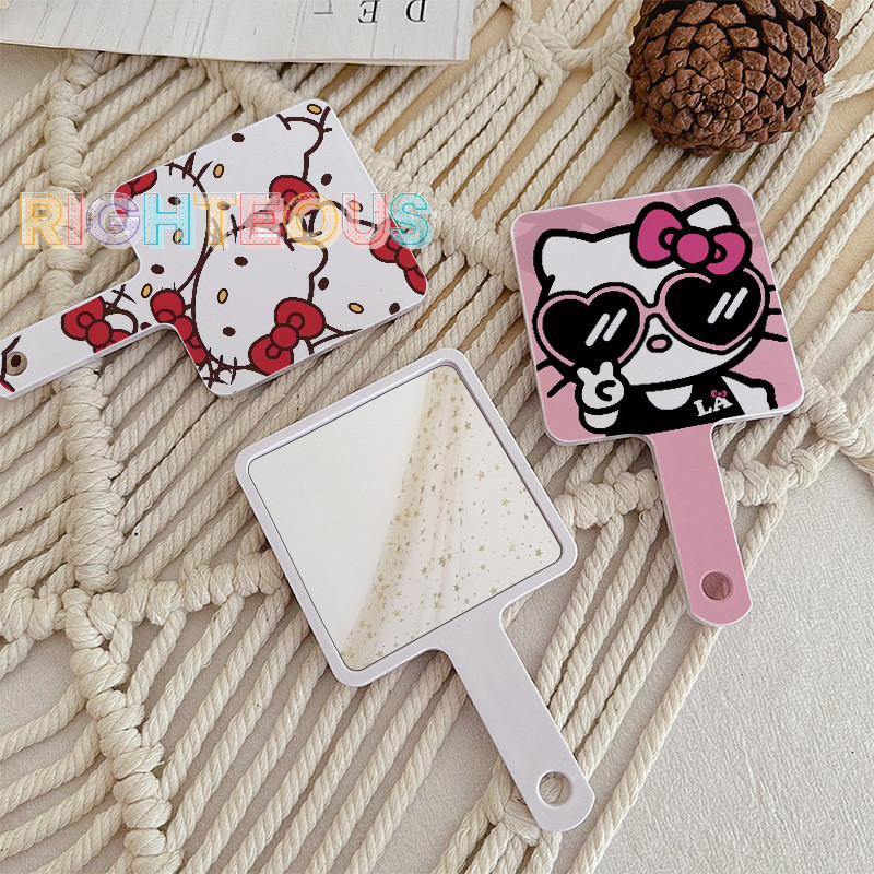 Sanrio Hello Kitty Kawaii Cartoon Portátil Direito Maquiagem Mirror Travel Clearness Ferramentas De Beleza Presentes Para Meninas Novo