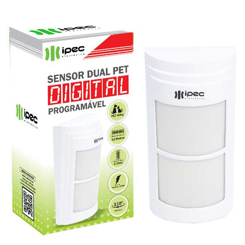 Sensor Dual Pet Digital Passivo com Fio Programável 40kg Ipec