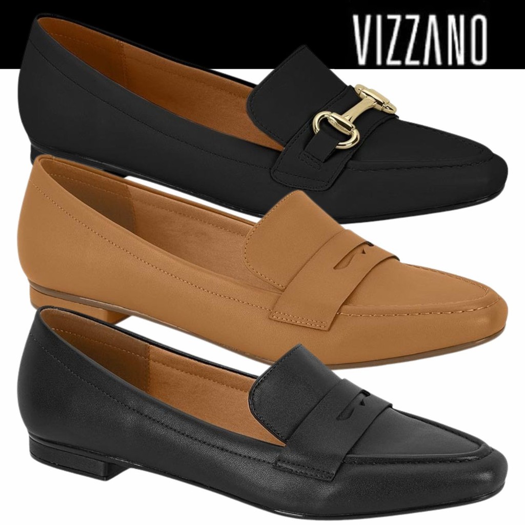 Sapato Feminino Vizzano Mocassim Leve Bico Fino Classico Conforto em Oferta na Shopee