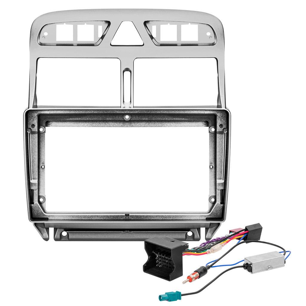 Kit Moldura Painel 9 Pol Peugeot 307 2002 03 A 2012 2 Din Prata Chicote Som Plug Antena Acabamento Pisca Alerta Botões em Oferta na Shopee