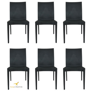 6 Cadeiras Rattan Preta Sala de Jantar Area Gourmet Top Chairs