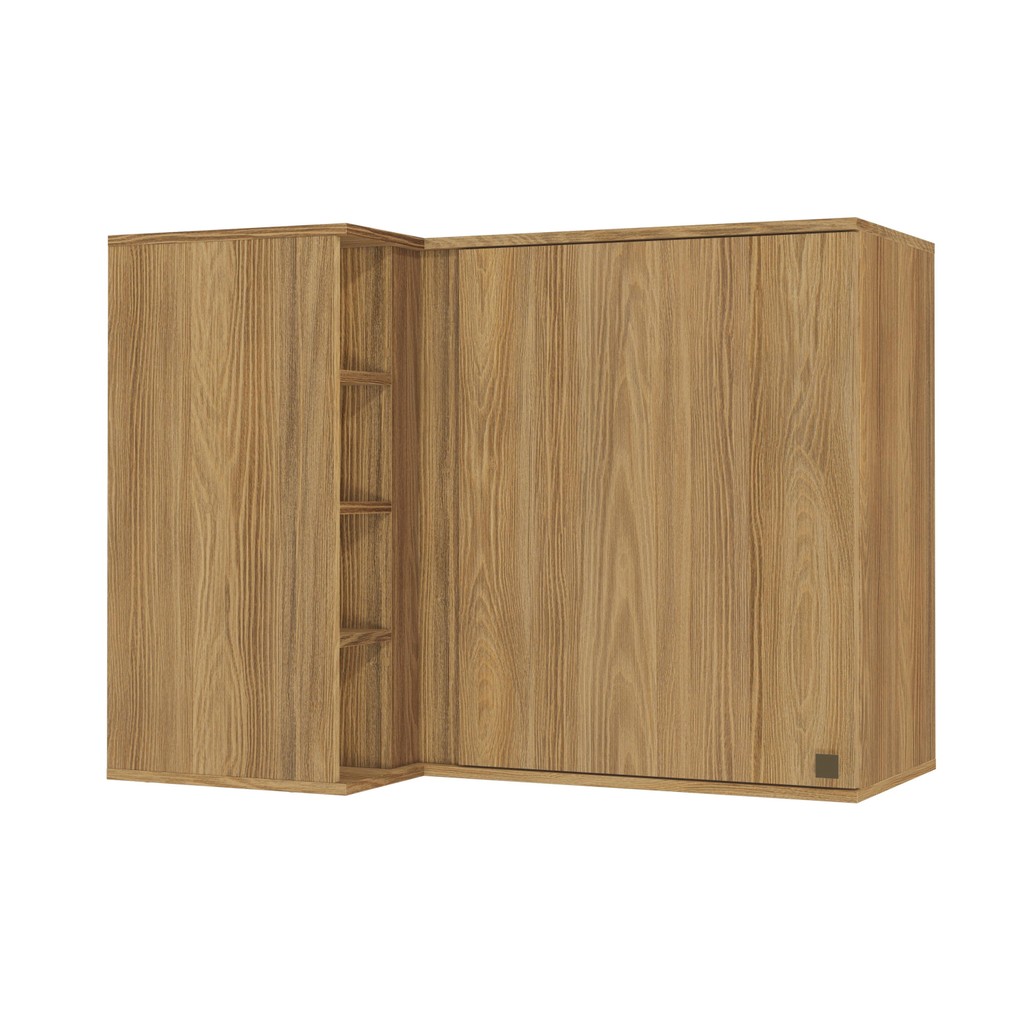 Armário Aéreo de Canto Reto Celeste Kappesberg 100% MDF 1 Porta 4 Nichos Nogueira 98cm em Oferta na Shopee