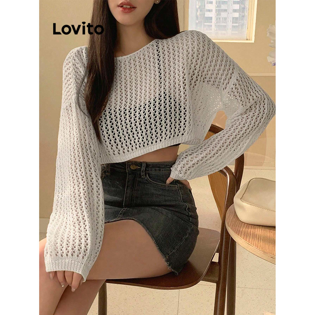 Detalhes do Lovito Blusa Casual Simples Básica Feminina L101AD020