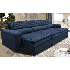 Sofá Retrátil e Reclinável 4,12m Molas Ensacadas Cama inBox Botonê Espuma Viscoelástico Azul