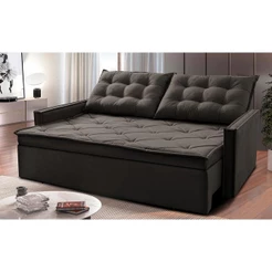 Sofá Sem Caixa Retrátil e Reclinável 1,65m Cama inBox Studio Suede Velusoft Café