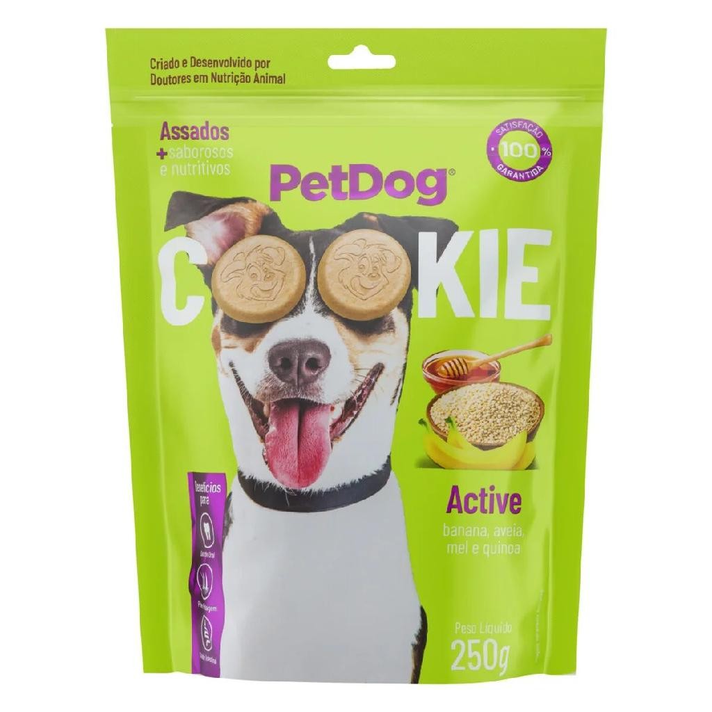 Biscoito Pet Dog Cookie para Cães Banana, Aveia e Mel 250g
