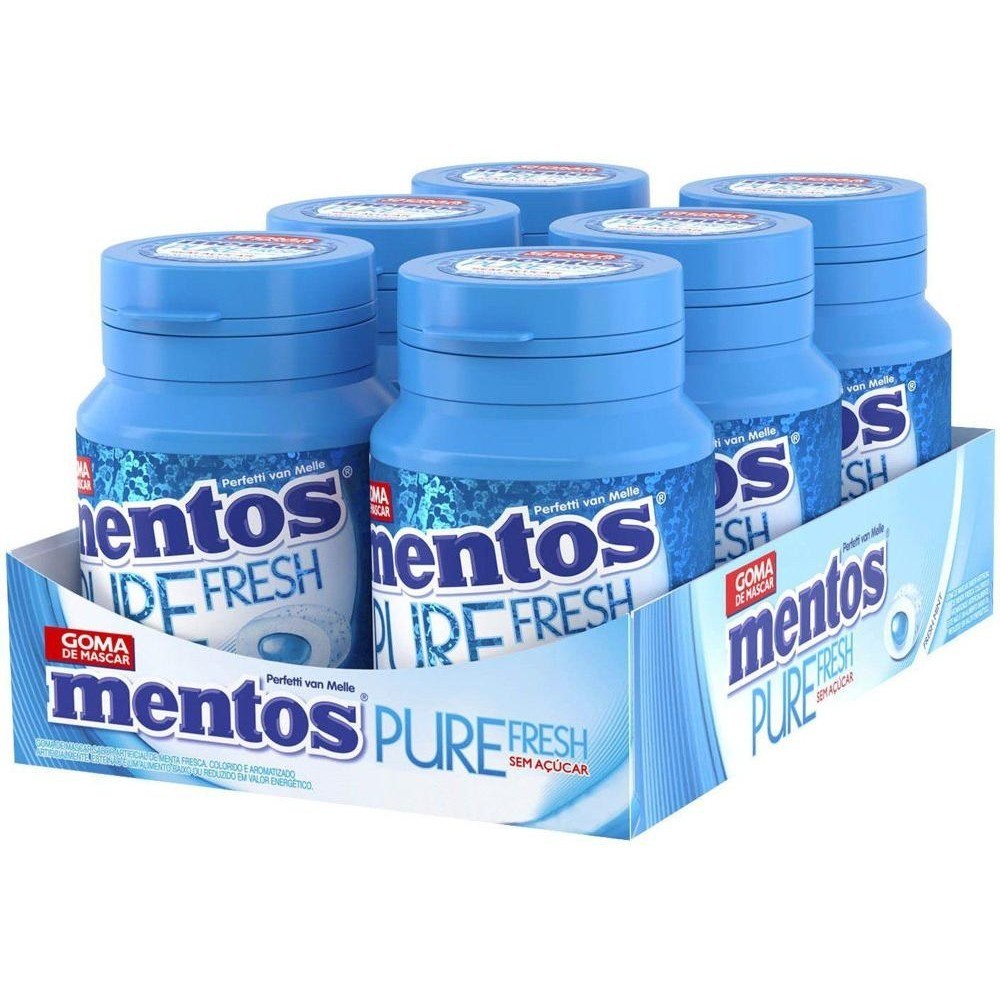Goma de Mascar Mentos Pure Fresh Mint sem Açúcar - 56g Display 6 Unidades
