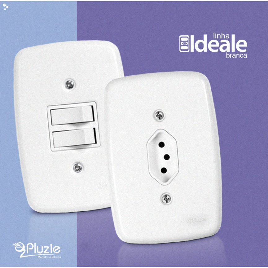 Tomada Interruptor Pluzie Ideale embutir branca Linha Completa